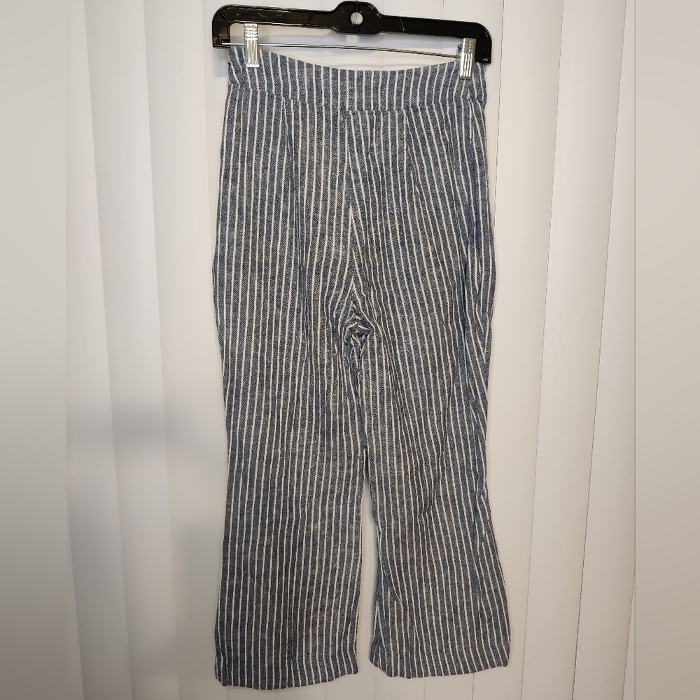 Free People Blue and White Striped Wide Leg Pants Women's Size 0 - Picture 2 of 3